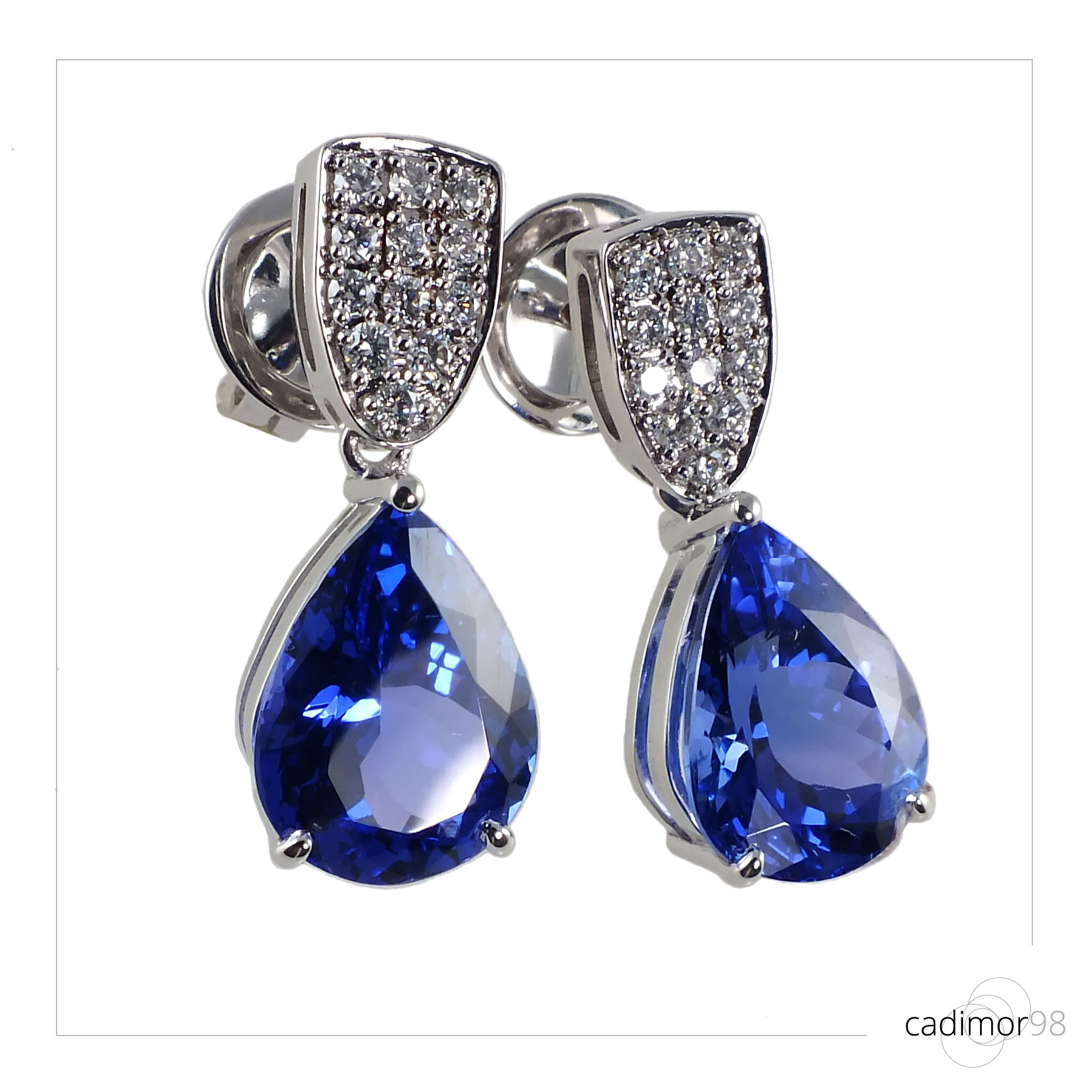 Pendientes de oro brillantes y zafiros Cadimor98