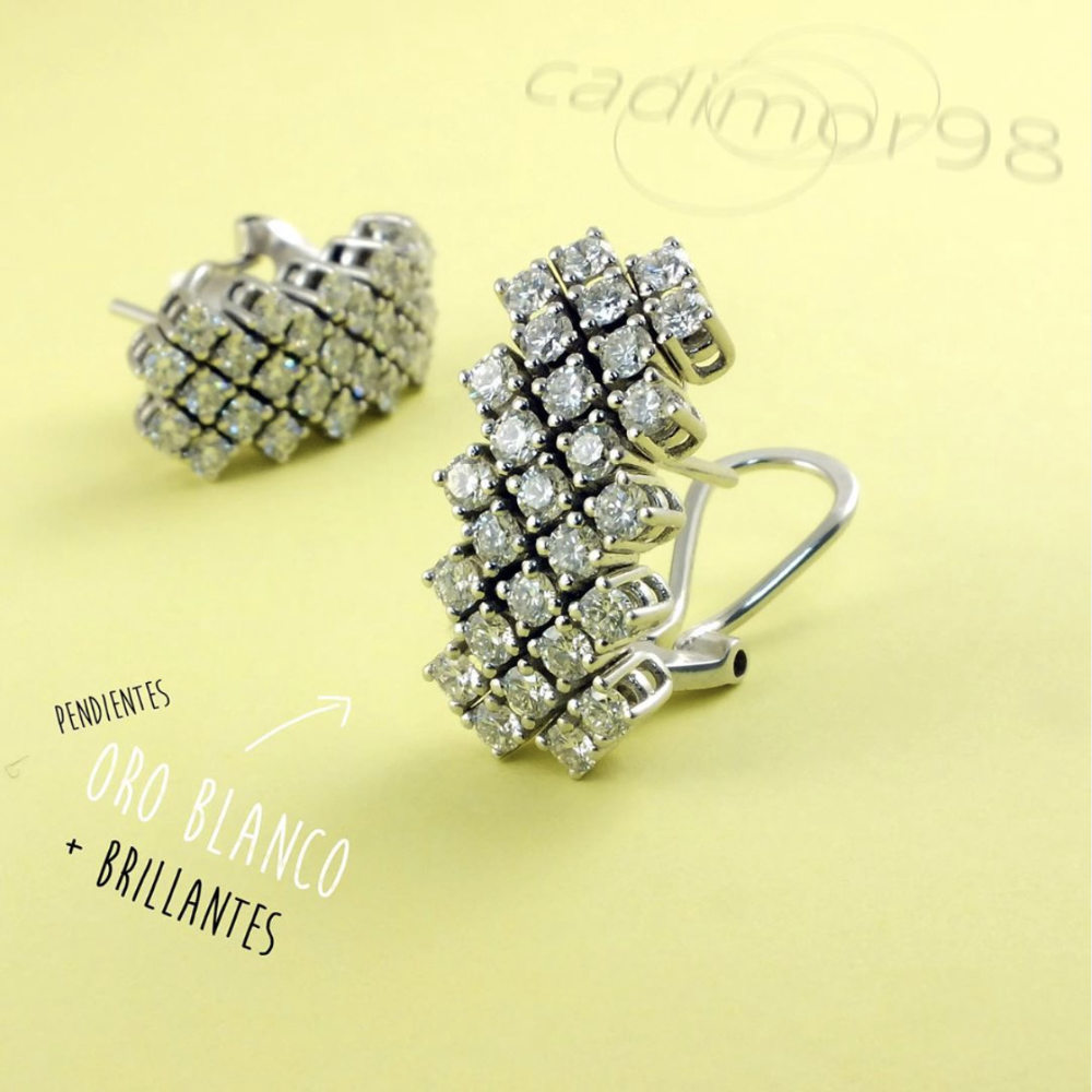 Pendientes oro blanco y brillantes Cadimor 98