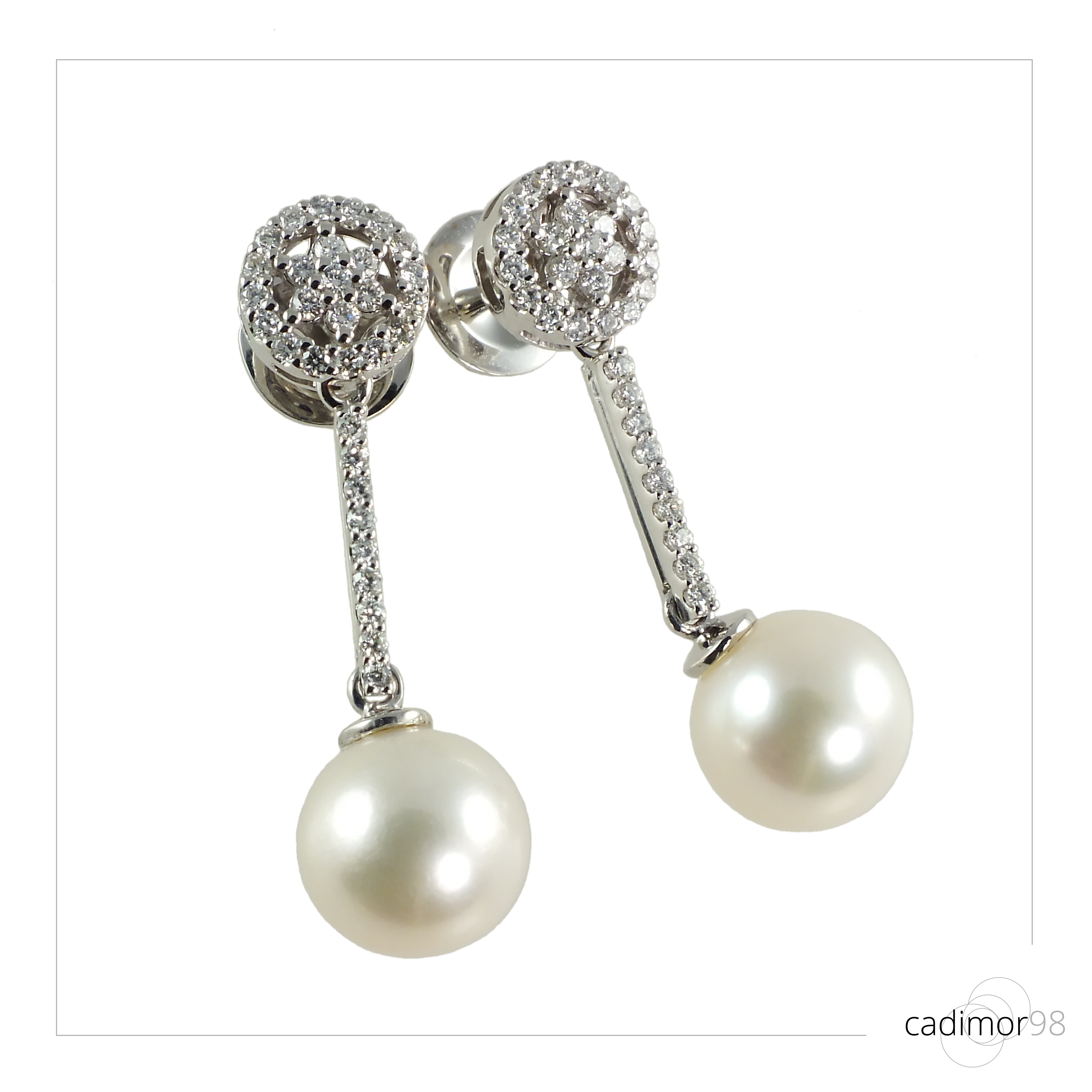 pendientes oro blanco perlas cadimor 98