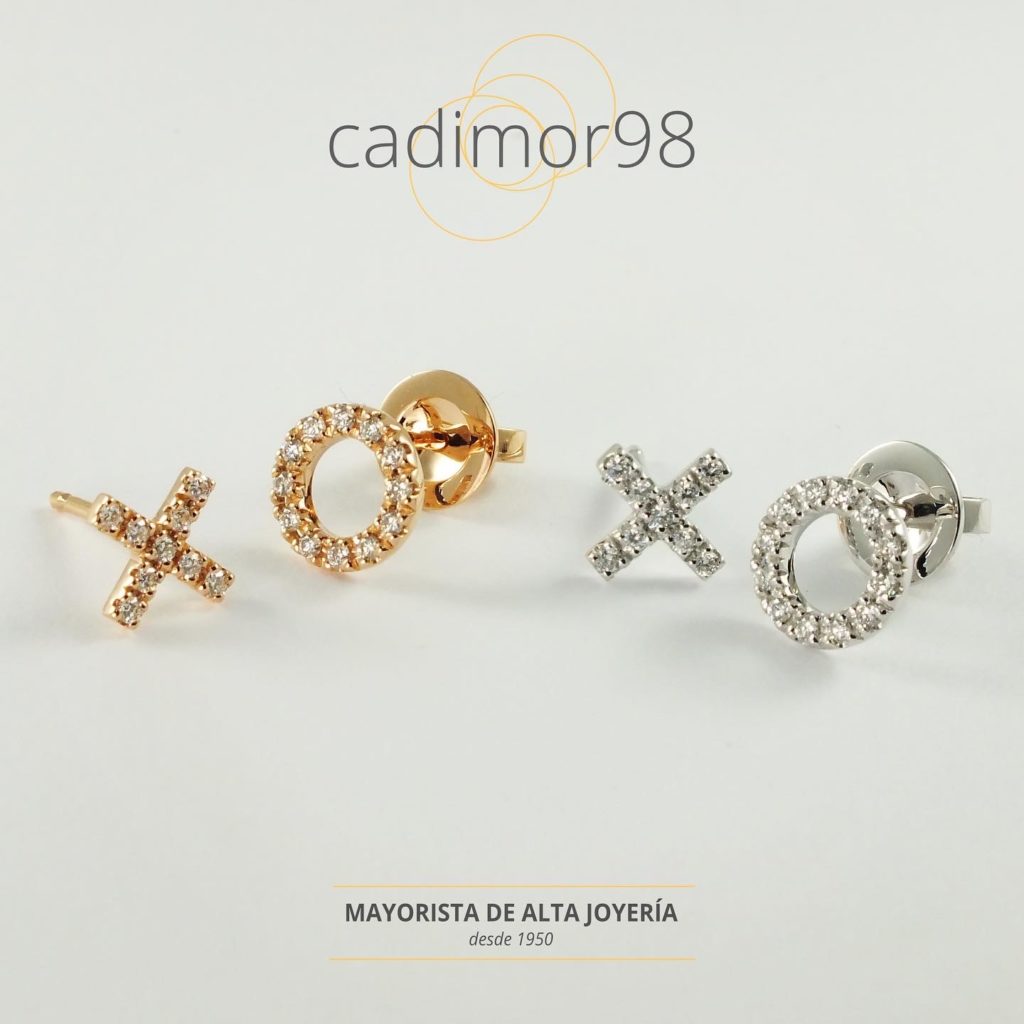 PENDIENTES XO ORO Y DIAMANTES CADIMOR 98