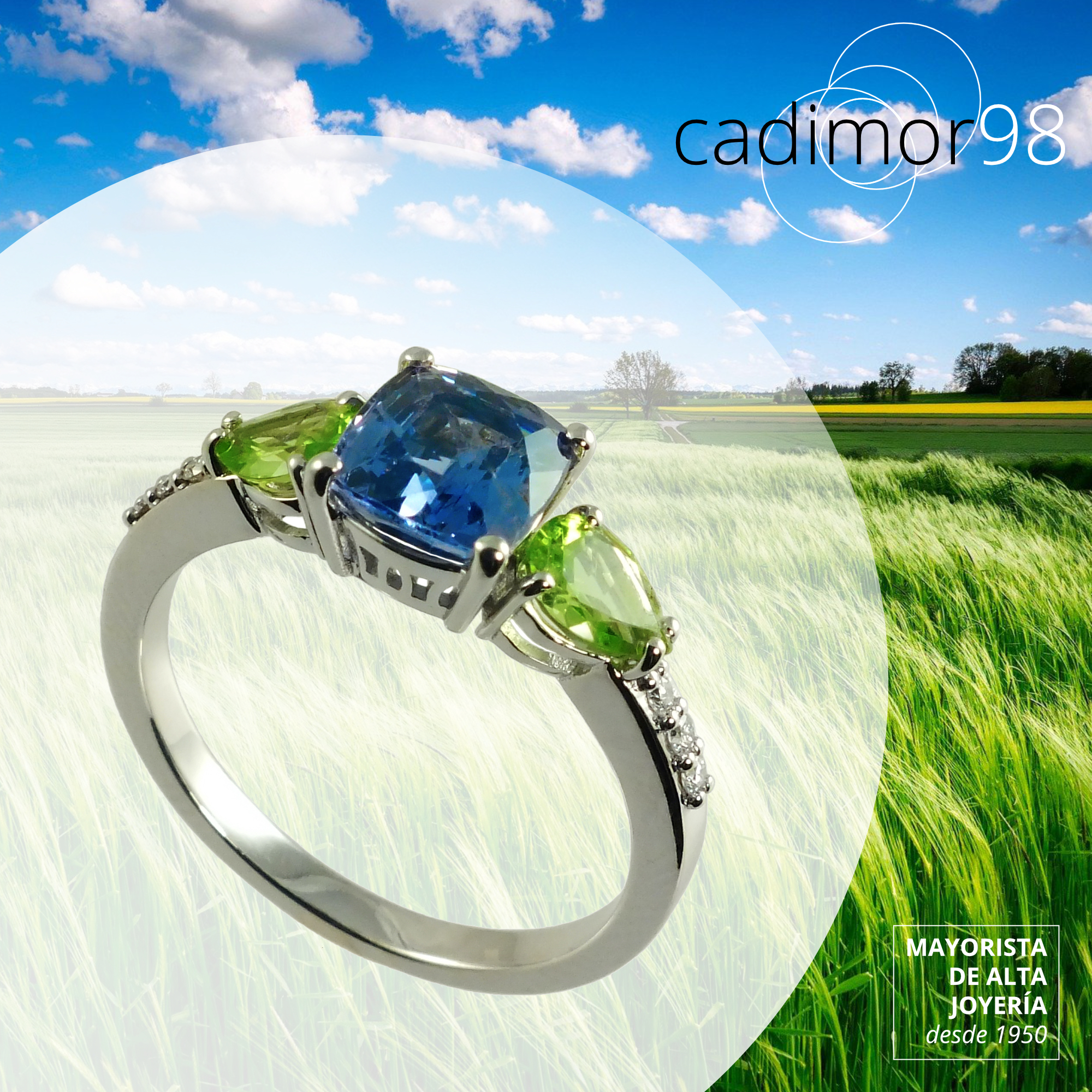 sortija espinela peridotos y diamantes cadimor98