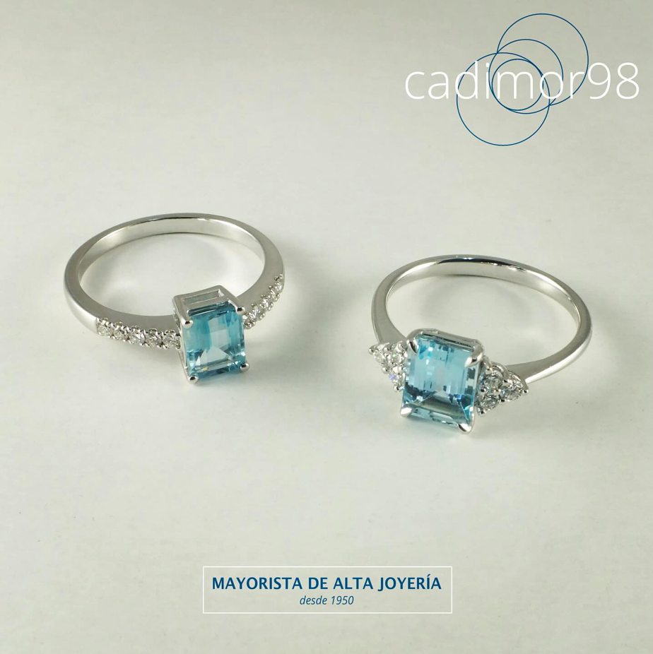 SORTIJAS ORO AGUAMARINA Y DIAMANTES